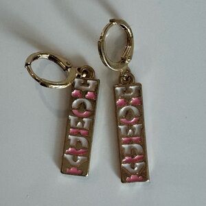 Gold and Pink 'Howdy' Earrings